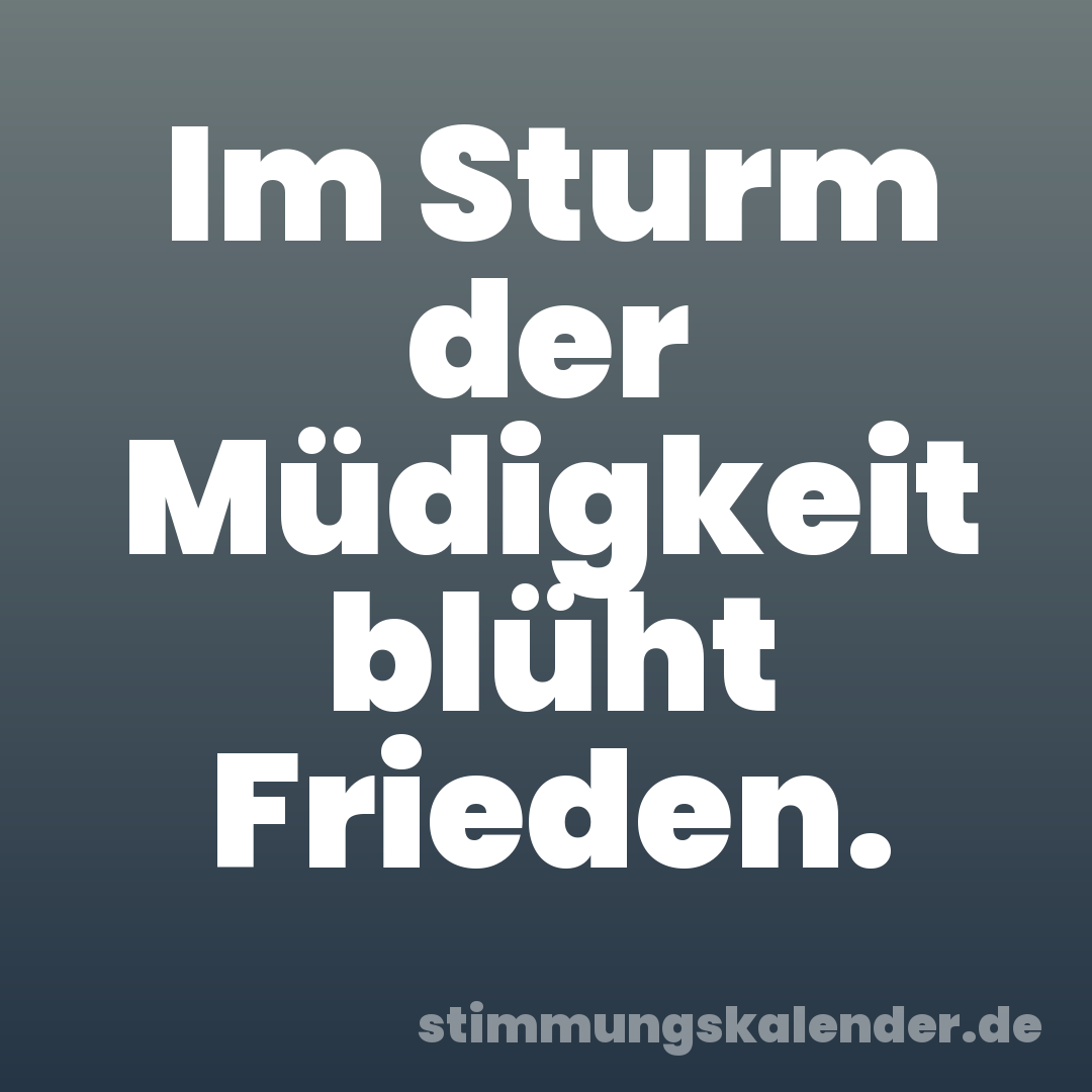 Im Sturm der Müdigkeit blüht Frieden.