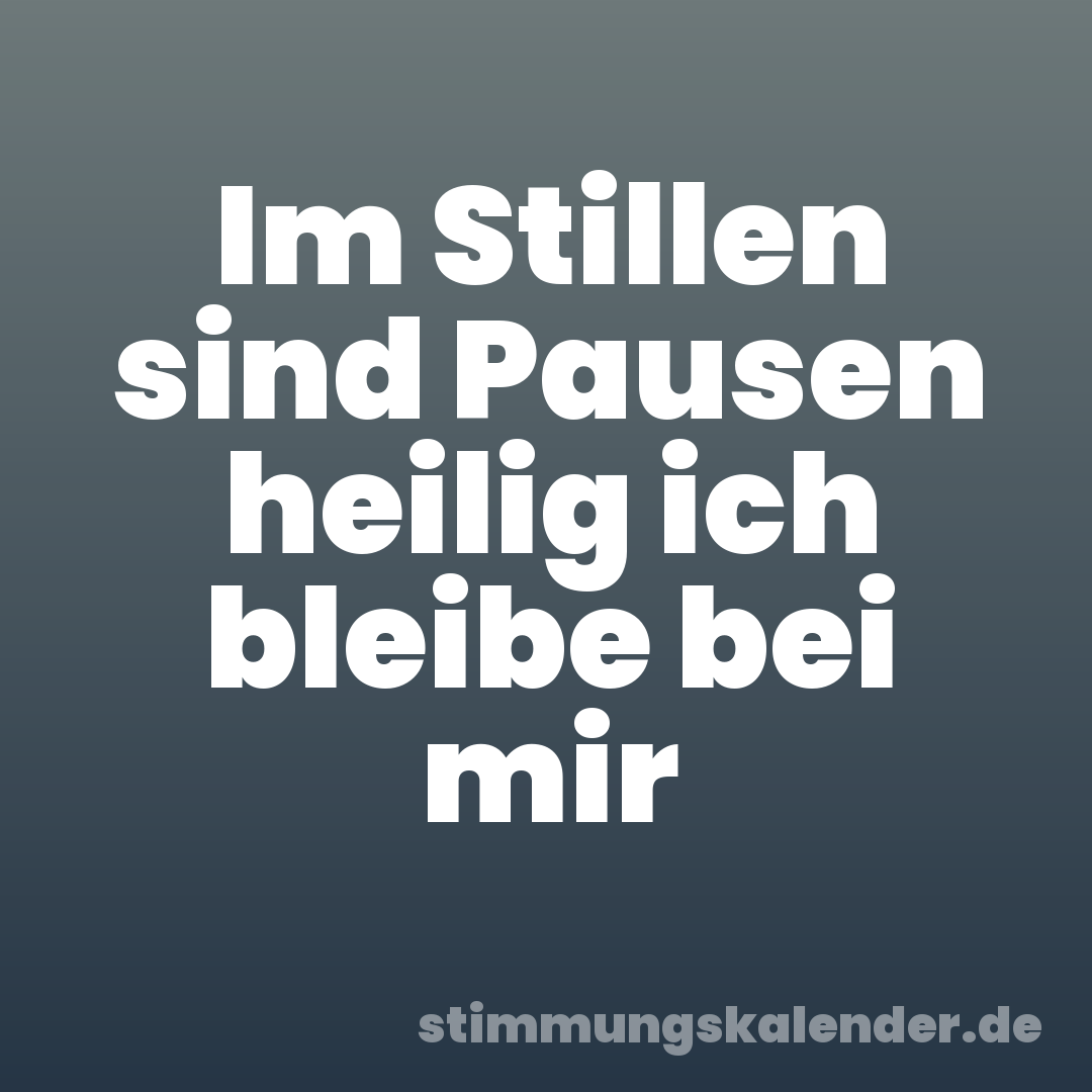Im Stillen sind Pausen heilig ich bleibe bei mir