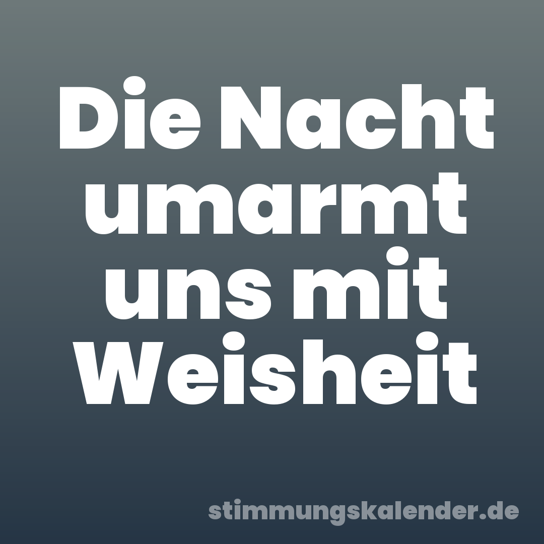 Die Nacht umarmt uns mit Weisheit
