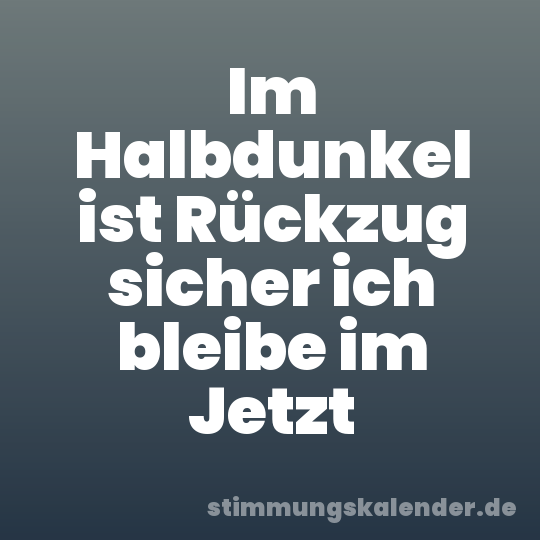 Im Halbdunkel ist Rückzug sicher ich bleibe im Jetzt