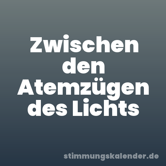 Zwischen den Atemzügen des Lichts