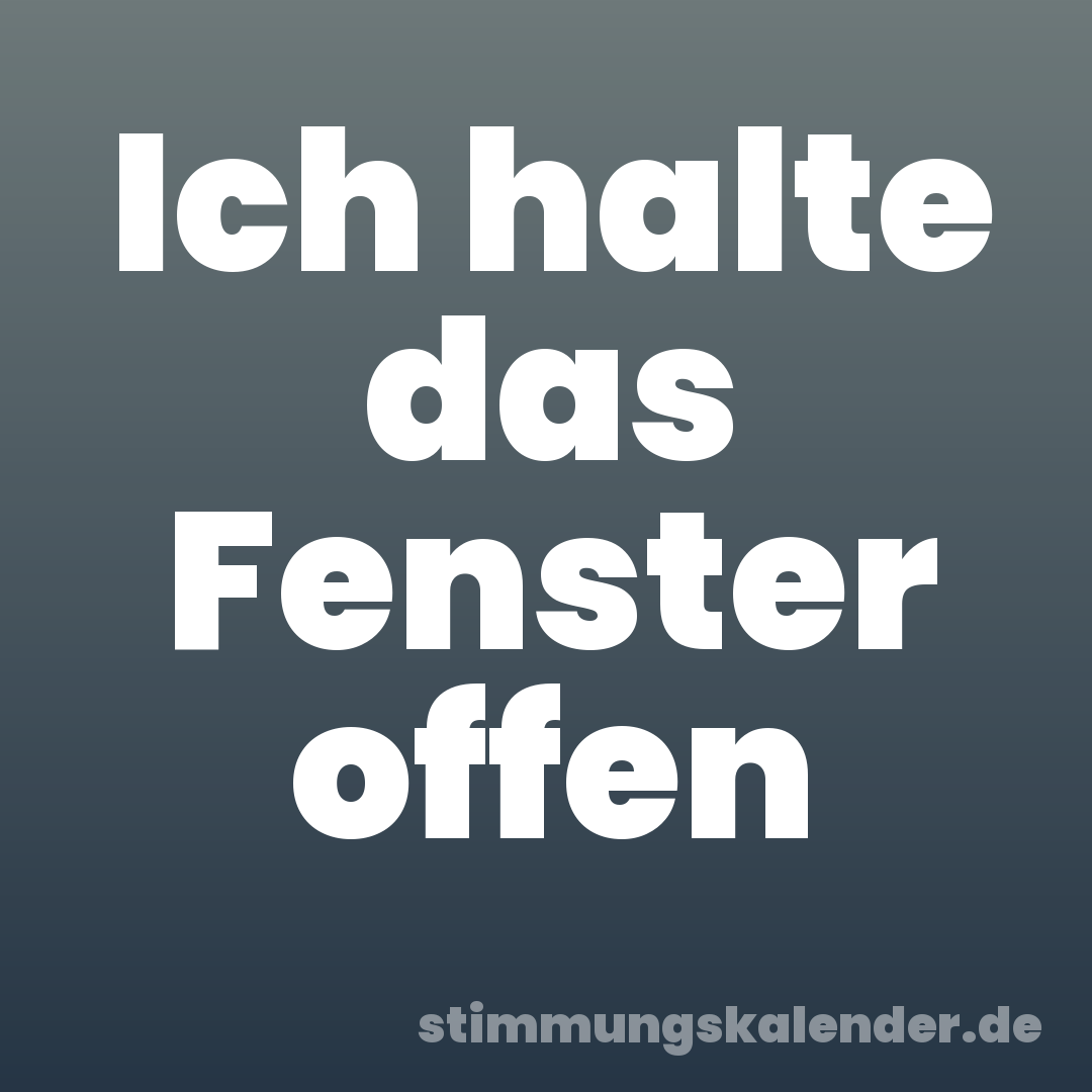 Ich halte das Fenster offen