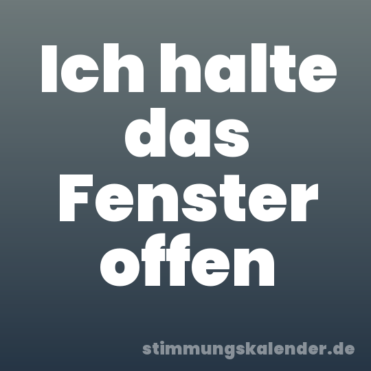 Ich halte das Fenster offen