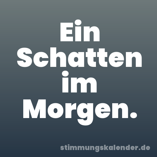 Ein Schatten im Morgen.