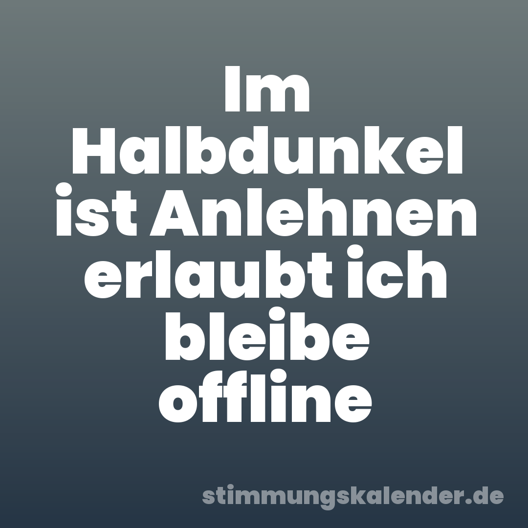 Im Halbdunkel ist Anlehnen erlaubt ich bleibe offline