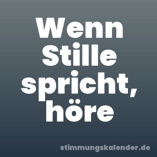 Wenn Stille spricht, höre