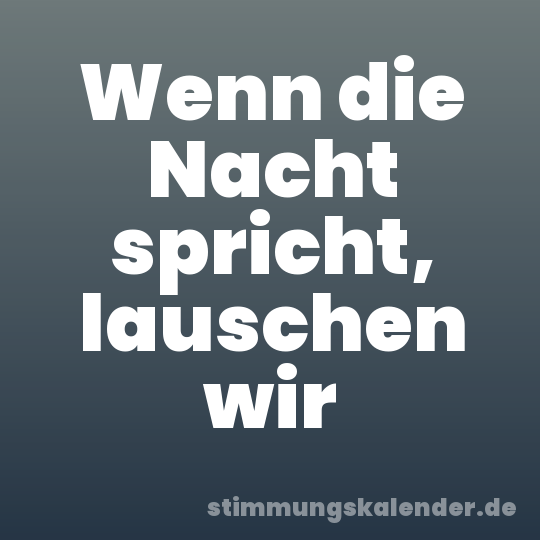 Wenn die Nacht spricht, lauschen wir