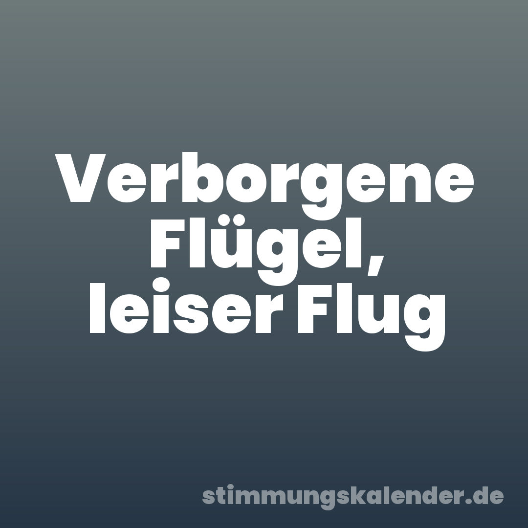 Verborgene Flügel, leiser Flug