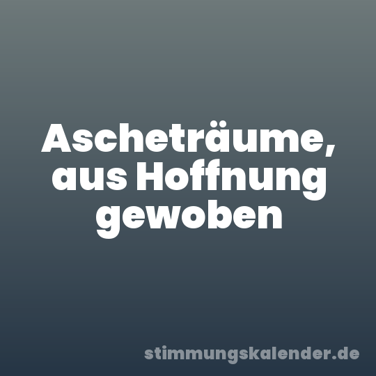 Ascheträume, aus Hoffnung gewoben