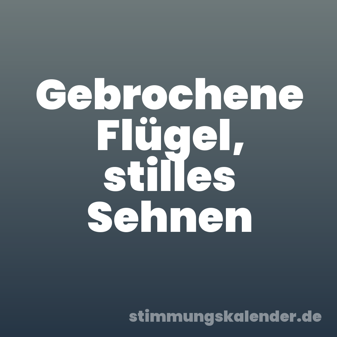 Gebrochene Flügel, stilles Sehnen