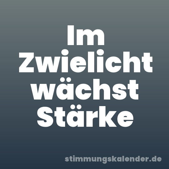 Im Zwielicht wächst Stärke