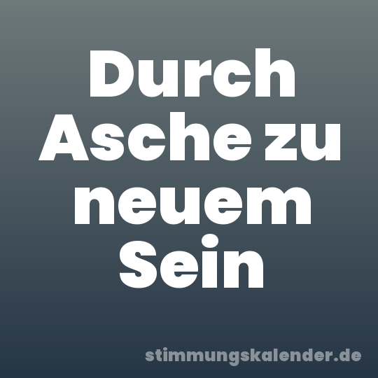 Durch Asche zu neuem Sein