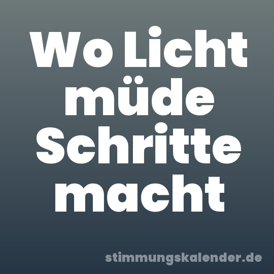 Wo Licht müde Schritte macht