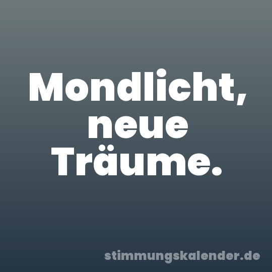 Mondlicht, neue Träume.