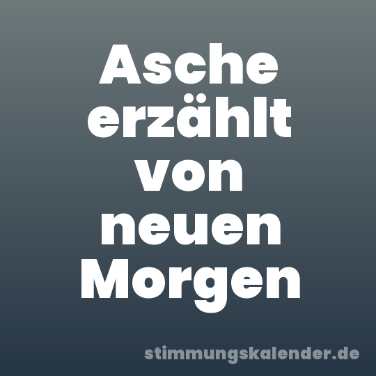Asche erzählt von neuen Morgen