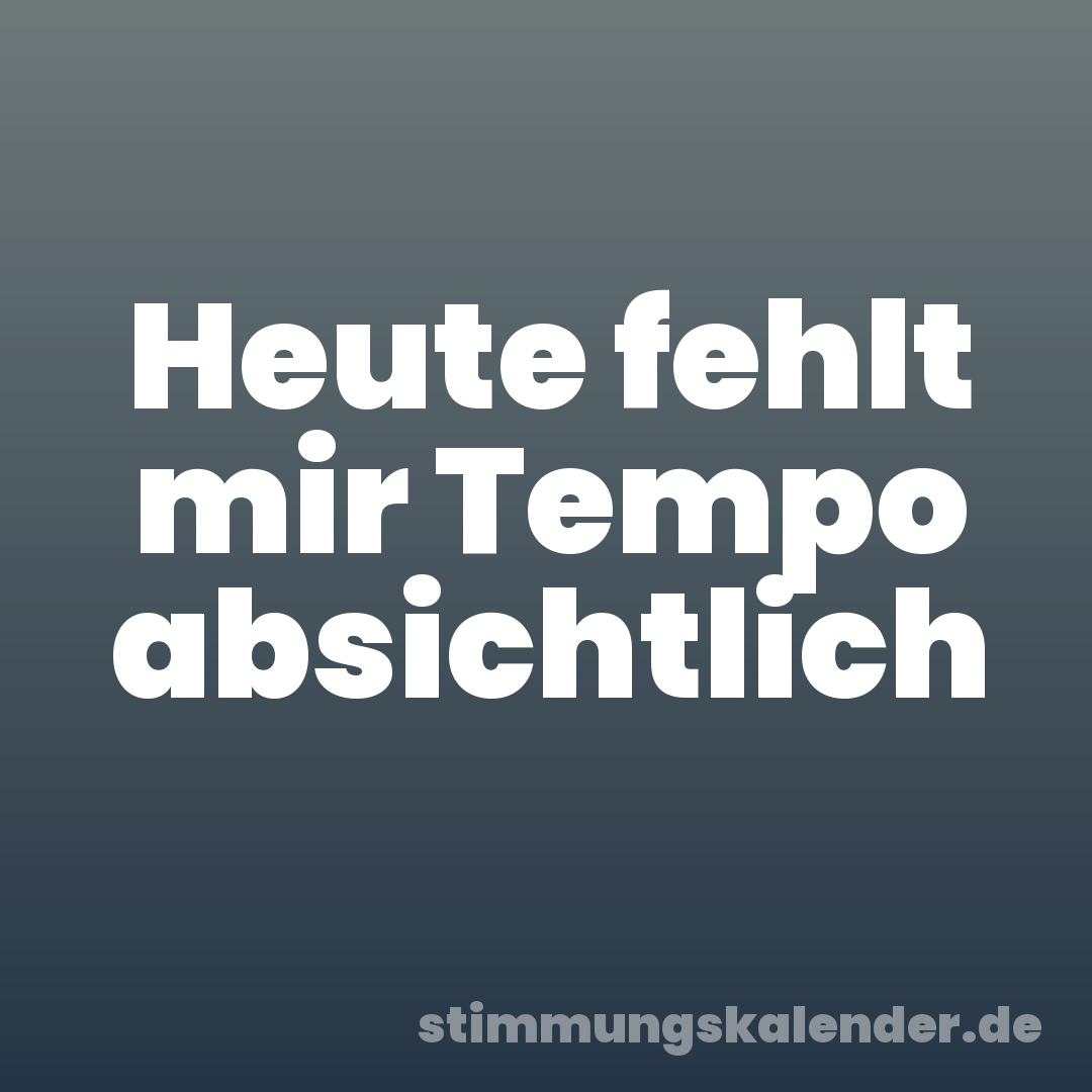 Heute fehlt mir Tempo absichtlich