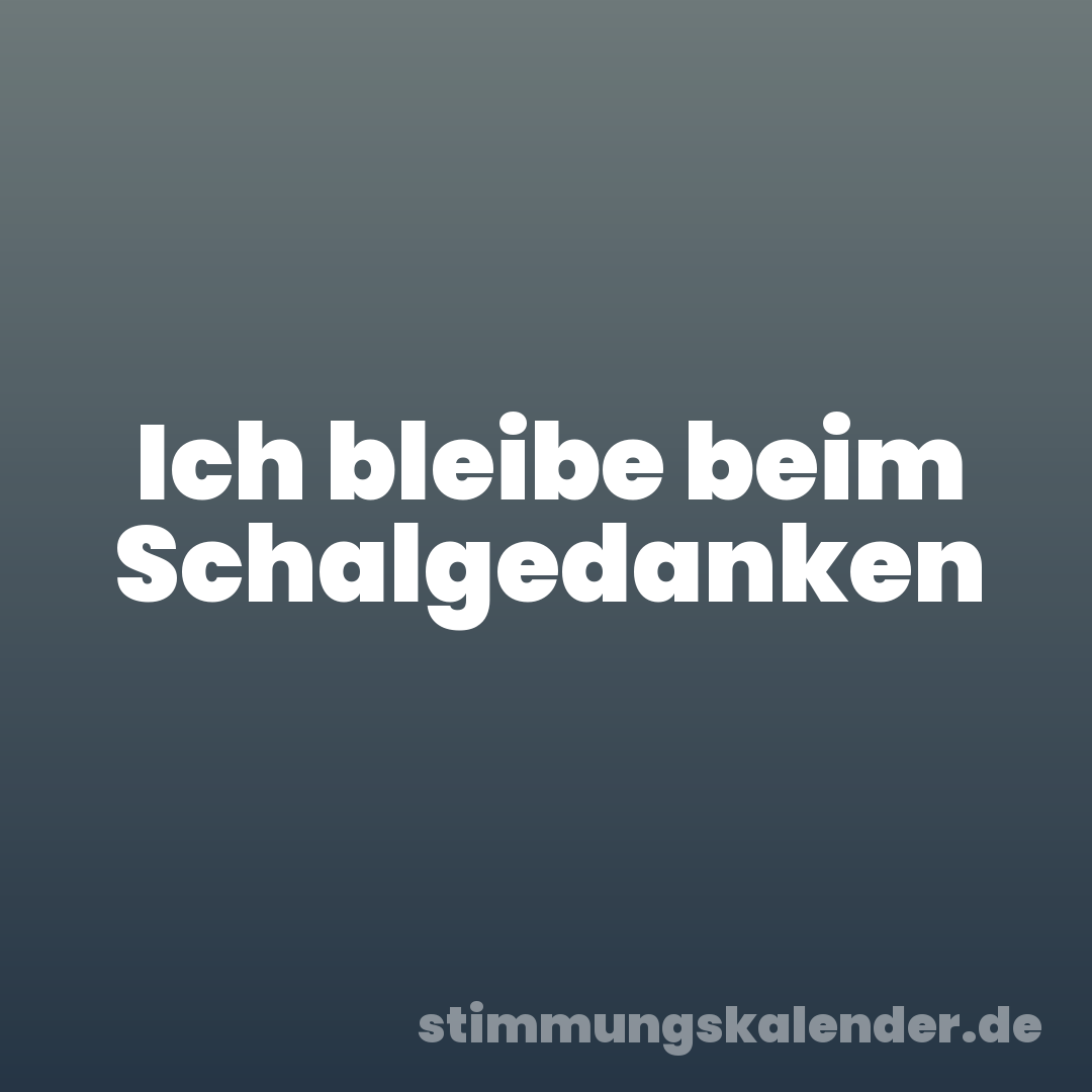 Ich bleibe beim Schalgedanken