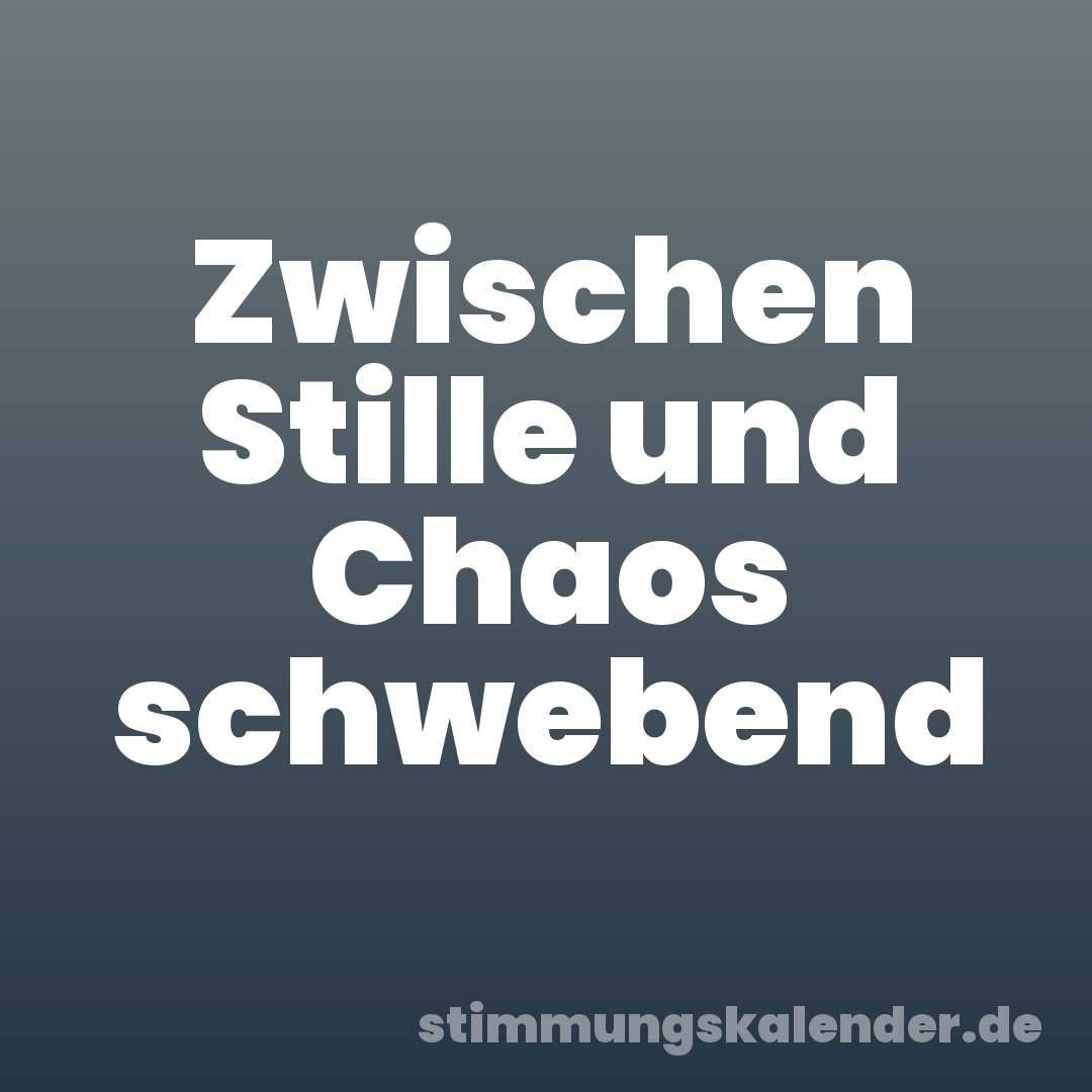 Zwischen Stille und Chaos schwebend