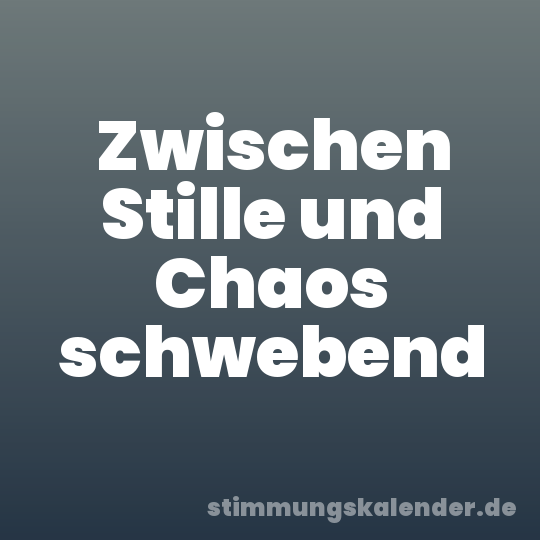Zwischen Stille und Chaos schwebend