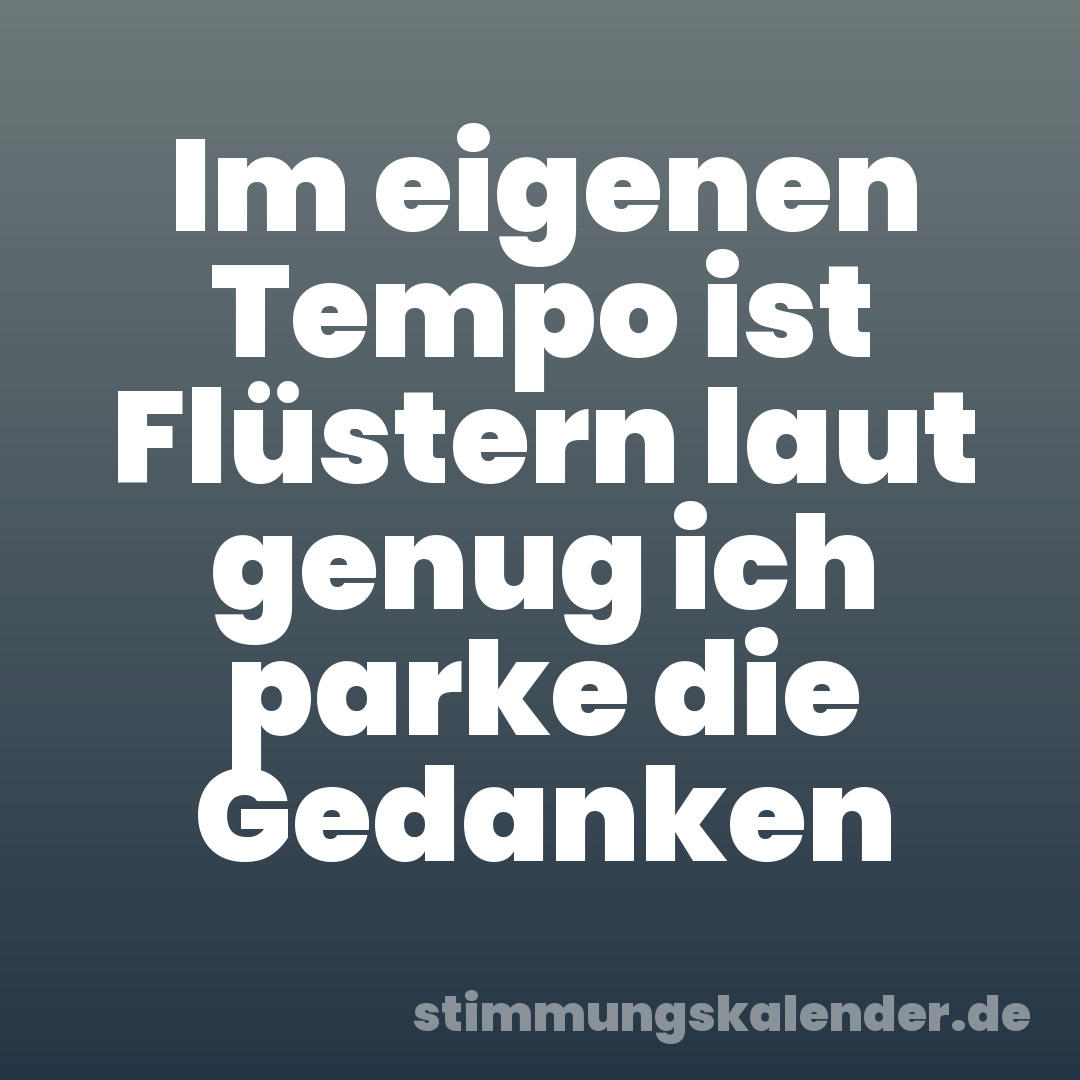 Im eigenen Tempo ist Flüstern laut genug ich parke die Gedanken