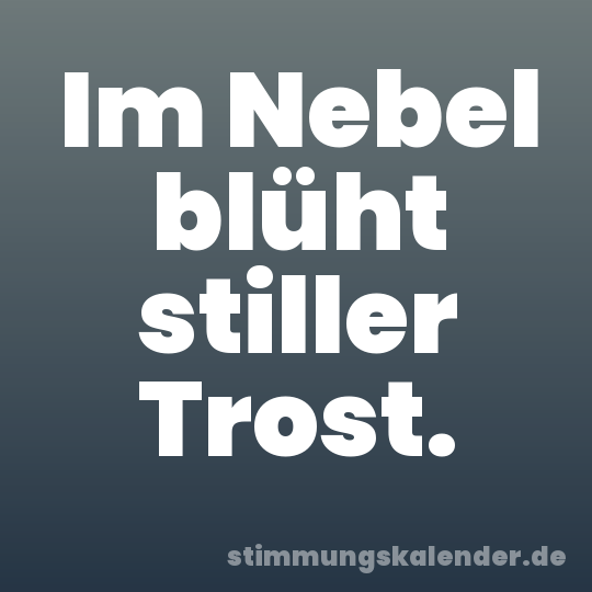 Im Nebel blüht stiller Trost.