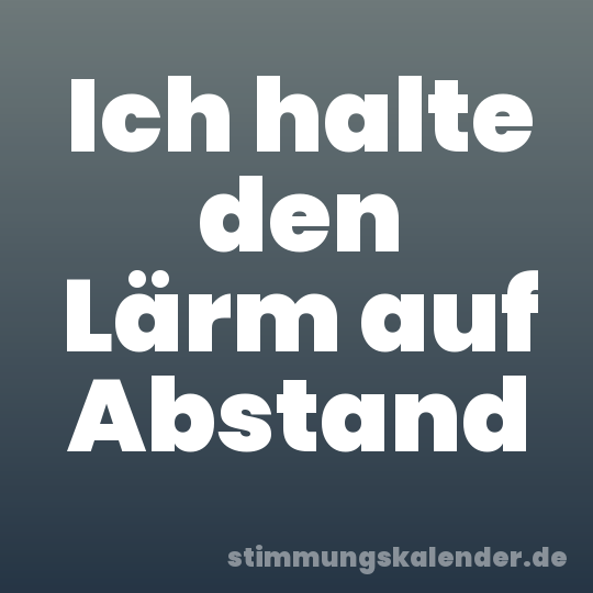 Ich halte den Lärm auf Abstand