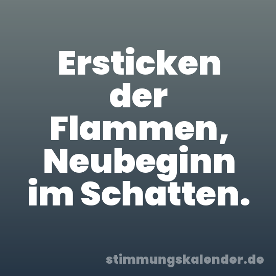 Ersticken der Flammen, Neubeginn im Schatten.