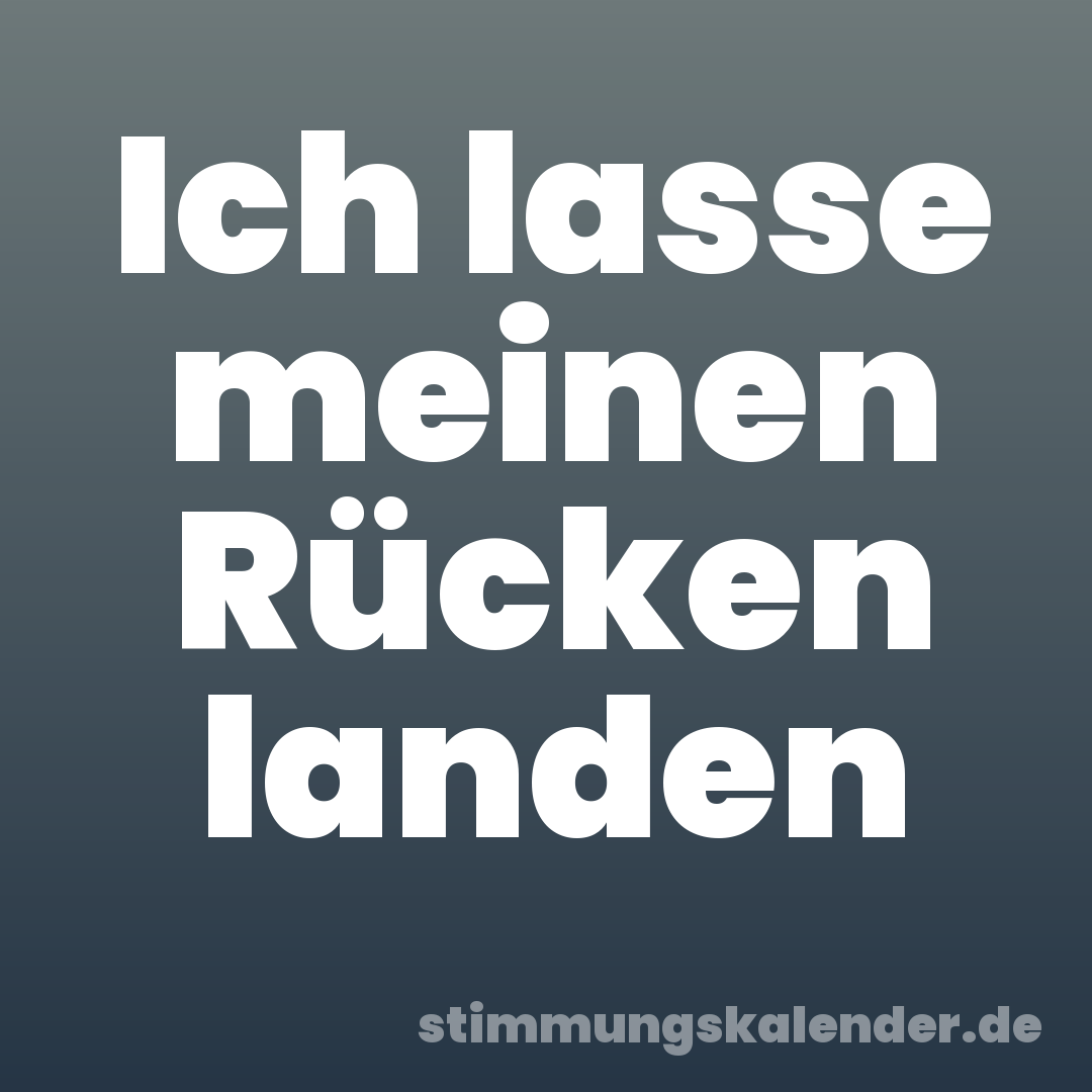 Ich lasse meinen Rücken landen