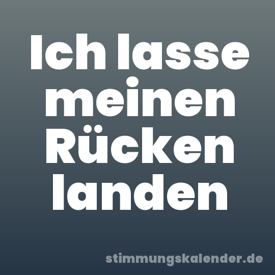 Ich lasse meinen Rücken landen