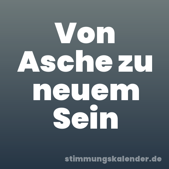 Von Asche zu neuem Sein