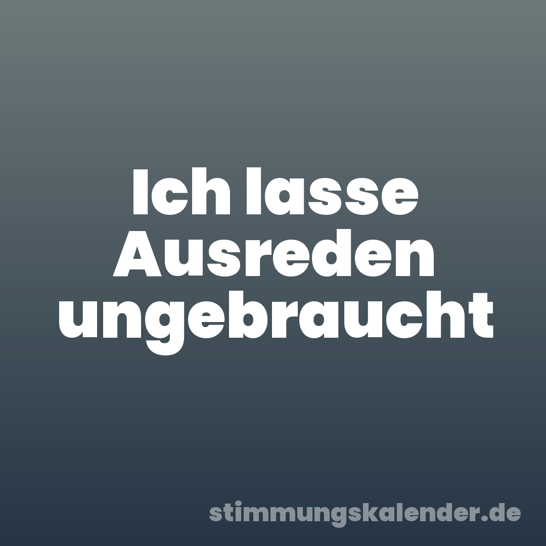 Ich lasse Ausreden ungebraucht