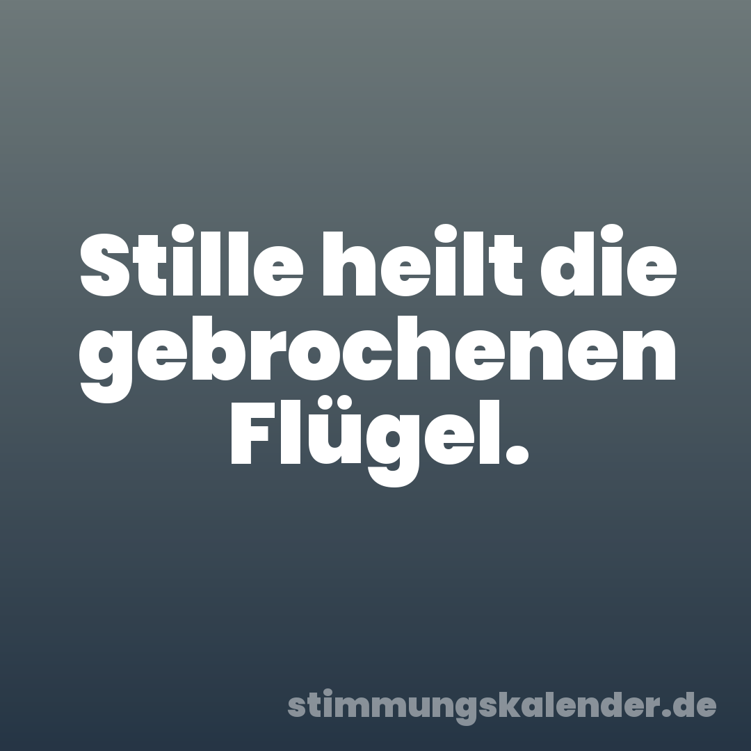 Stille heilt die gebrochenen Flügel.