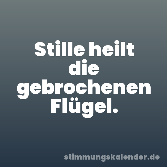 Stille heilt die gebrochenen Flügel.