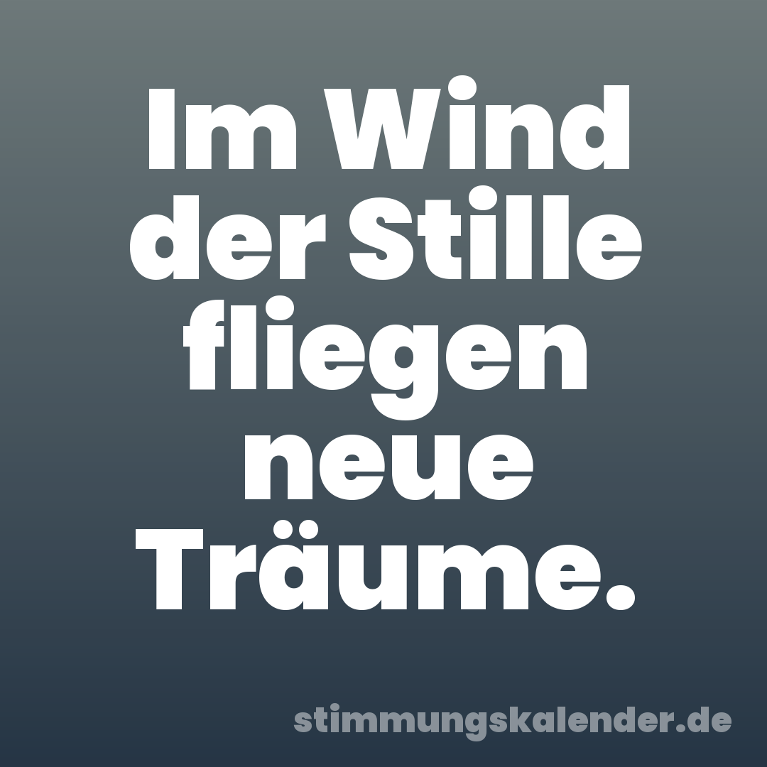 Im Wind der Stille fliegen neue Träume.