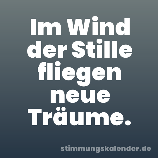 Im Wind der Stille fliegen neue Träume.