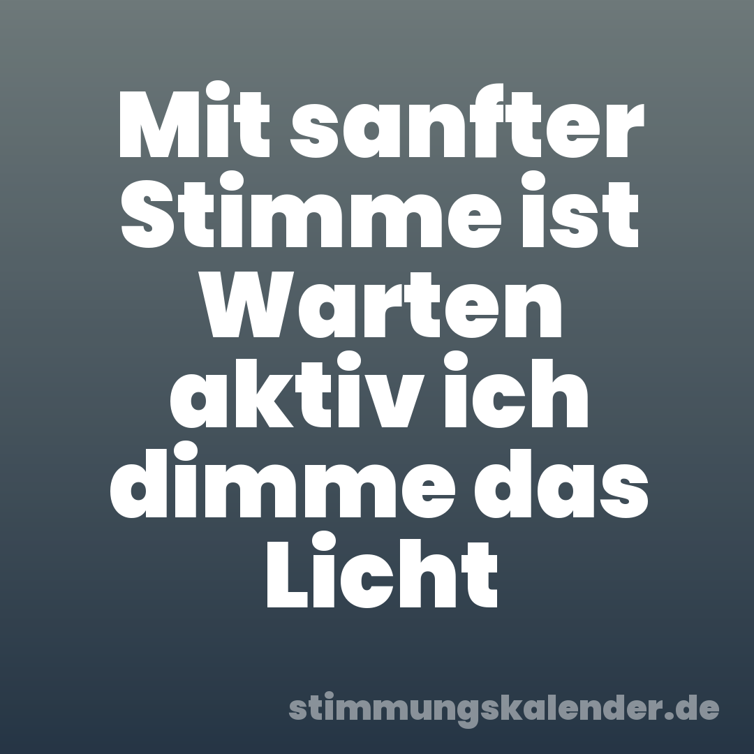 Mit sanfter Stimme ist Warten aktiv ich dimme das Licht