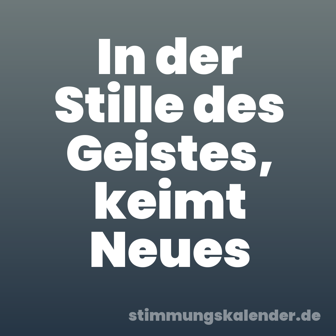 In der Stille des Geistes, keimt Neues