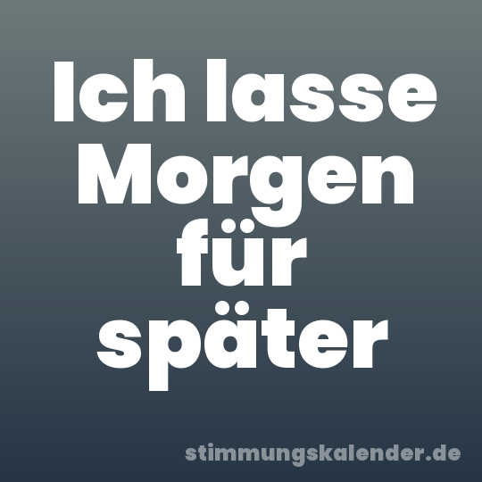 Ich lasse Morgen für später