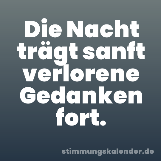 Die Nacht trägt sanft verlorene Gedanken fort.