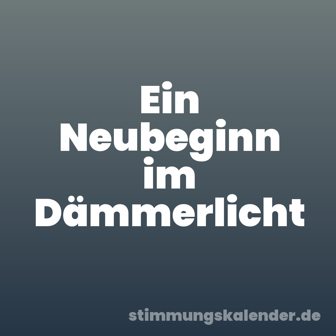 Ein Neubeginn im Dämmerlicht