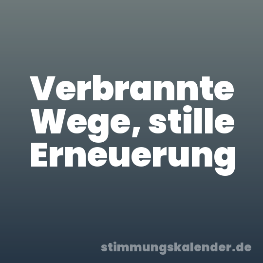 Verbrannte Wege, stille Erneuerung