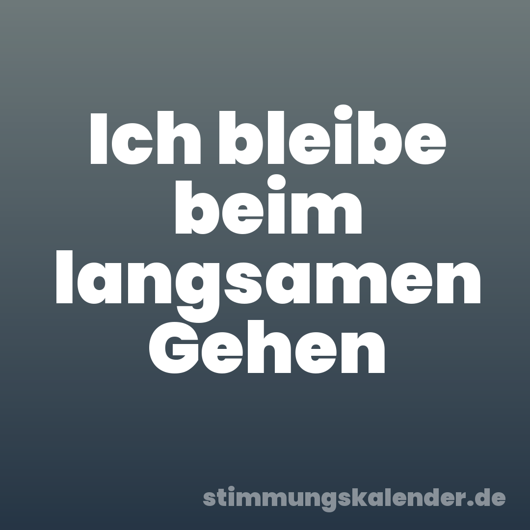 Ich bleibe beim langsamen Gehen