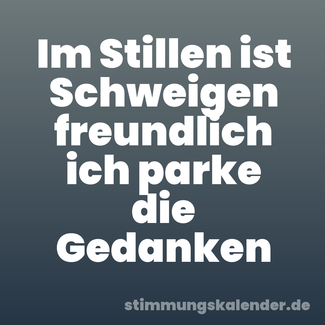 Im Stillen ist Schweigen freundlich ich parke die Gedanken