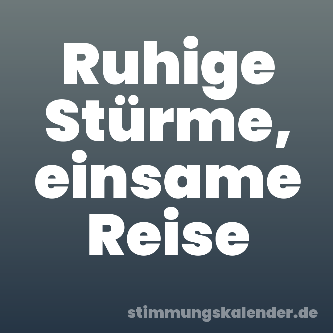 Ruhige Stürme, einsame Reise
