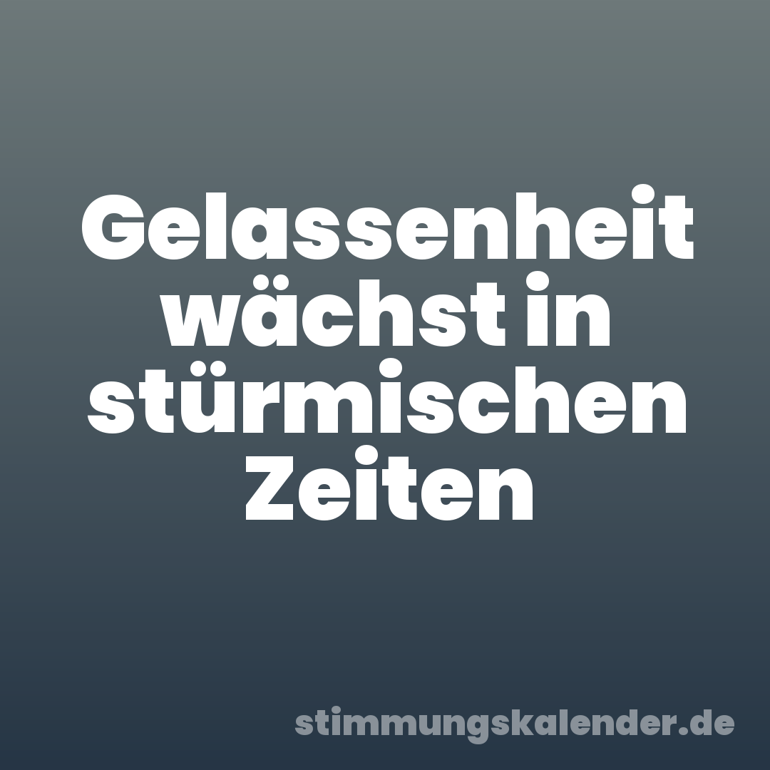 Gelassenheit wächst in stürmischen Zeiten