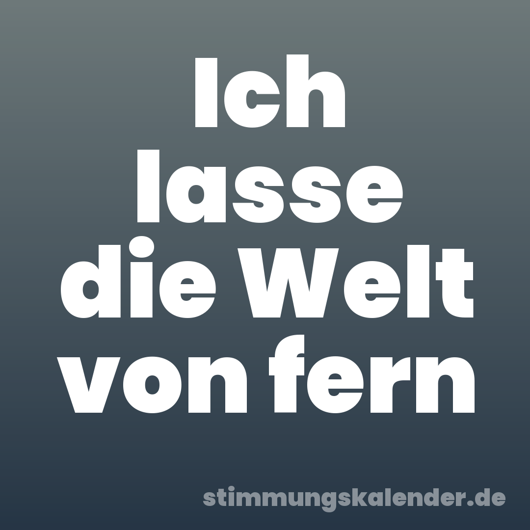 Ich lasse die Welt von fern