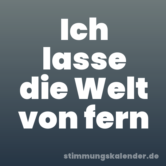 Ich lasse die Welt von fern