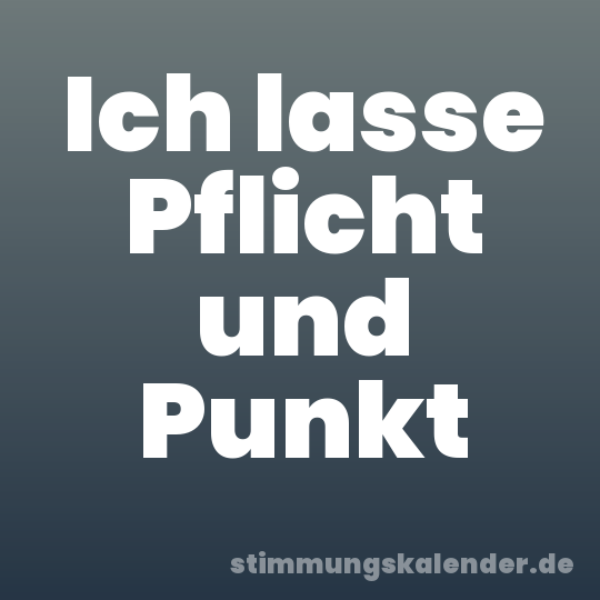 Ich lasse Pflicht und Punkt