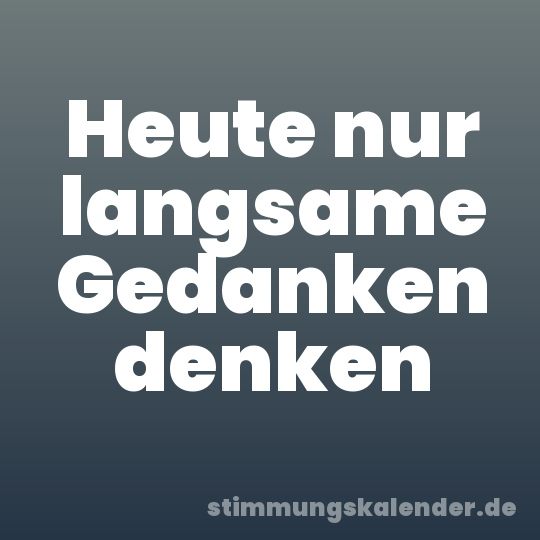 Heute nur langsame Gedanken denken