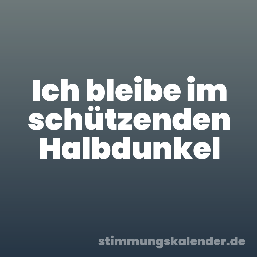 Ich bleibe im schützenden Halbdunkel
